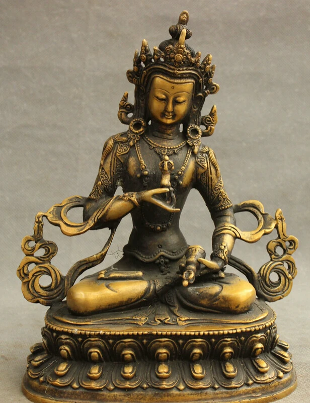 

USPS to USA S1440 8" Tibet Buddhism Bronze Vajra Vajradhara Vajrabhairava Goddess Buddha Statue (B0328)