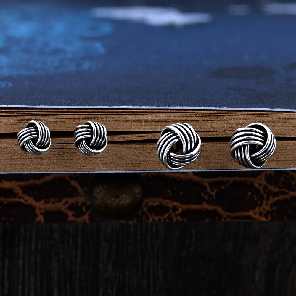 Эпоха мифов Настоящее серебро 925 проба милый 5 мм 7 мм Шар пряжи винтажные маленькие серьги-гвоздики ювелирные изделия подарок для женщины девушки