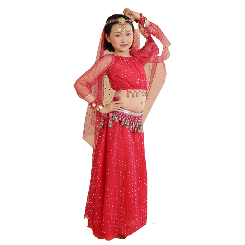 SONGYUEXIA New Indian Belly Dancing Sets Children Belly Dance Costume Girls Performance Dress For Kids Belly Dance Set 6PCS