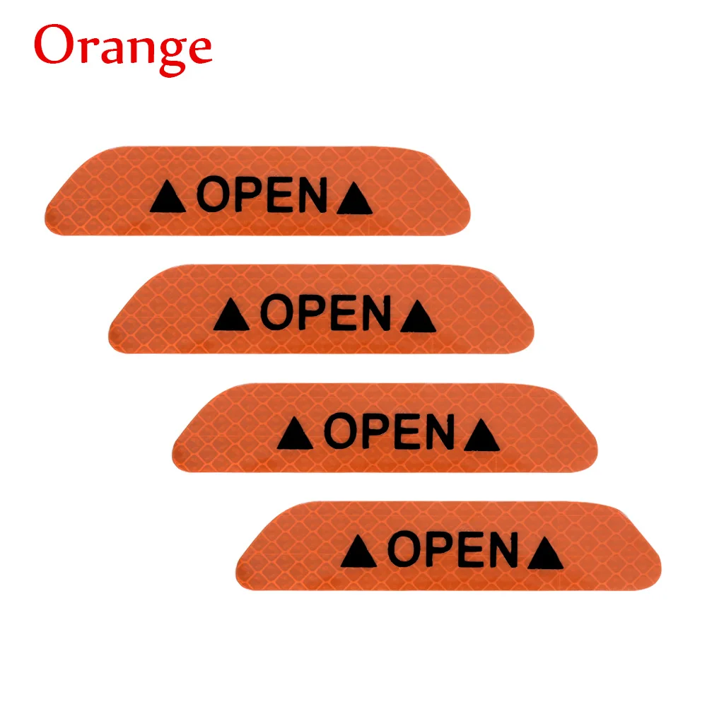 4PCS Safety Reflective Tape Open Sign Warning Mark Car Door Stickers Universal Stickers Auto Care Styling Tools - Цвет: orange