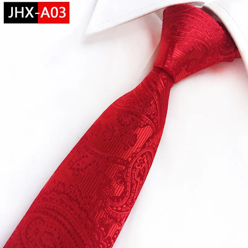 JHX-A03 Идеальный дизайн ярко-красный галстук с узором пейсли в тон, добавит нотку изысканности Вашему наряду - Цвет: JHX-A03
