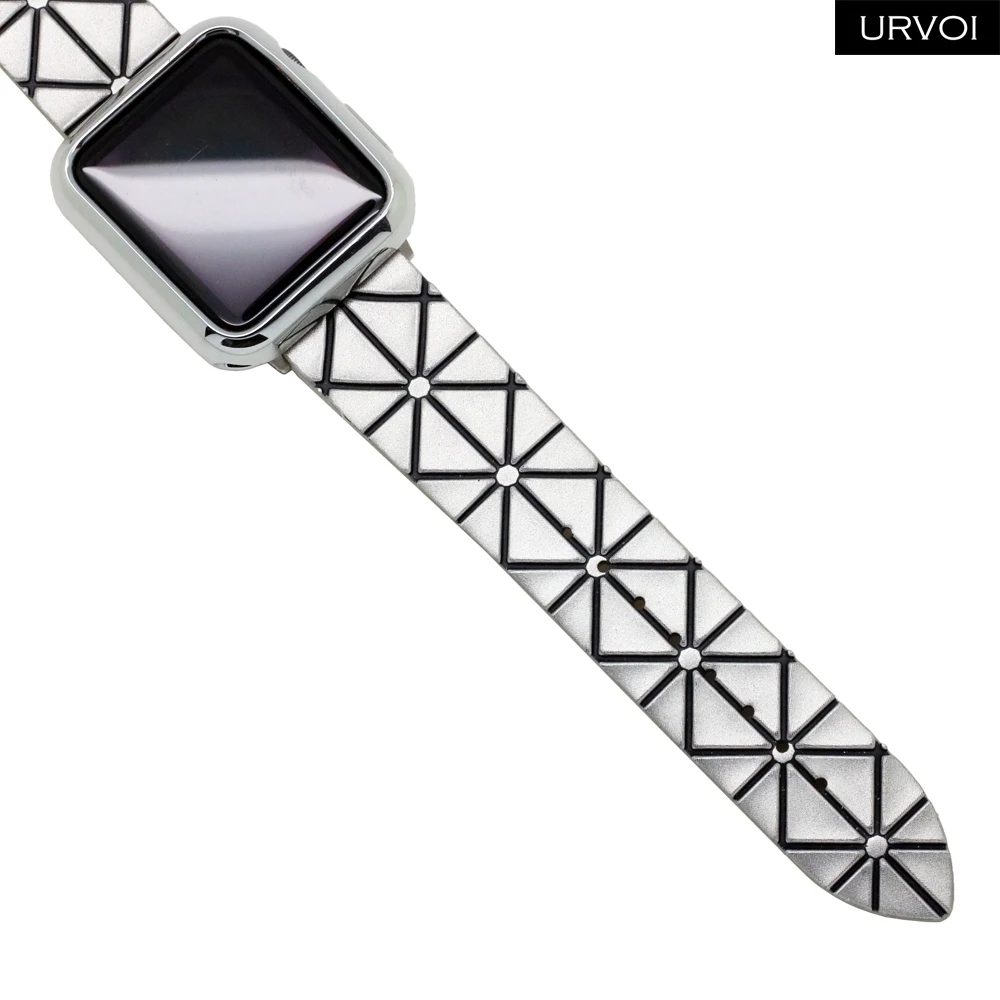 Ремешок URVOI для apple watch series 5 4 3 2 1 ремешок для iwatch pu кожаный ремень геометрический узор современный дизайн 38/40/42/44 мм