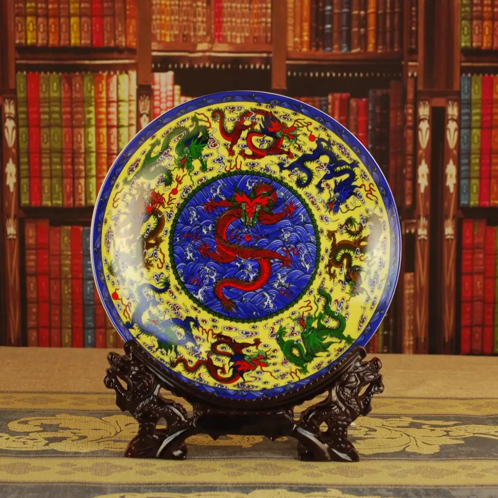 Почты сумка висит декоративная тарелка Jingdezhen Керамические Пастель голубой и белый фарфор обстановка дома Ханди