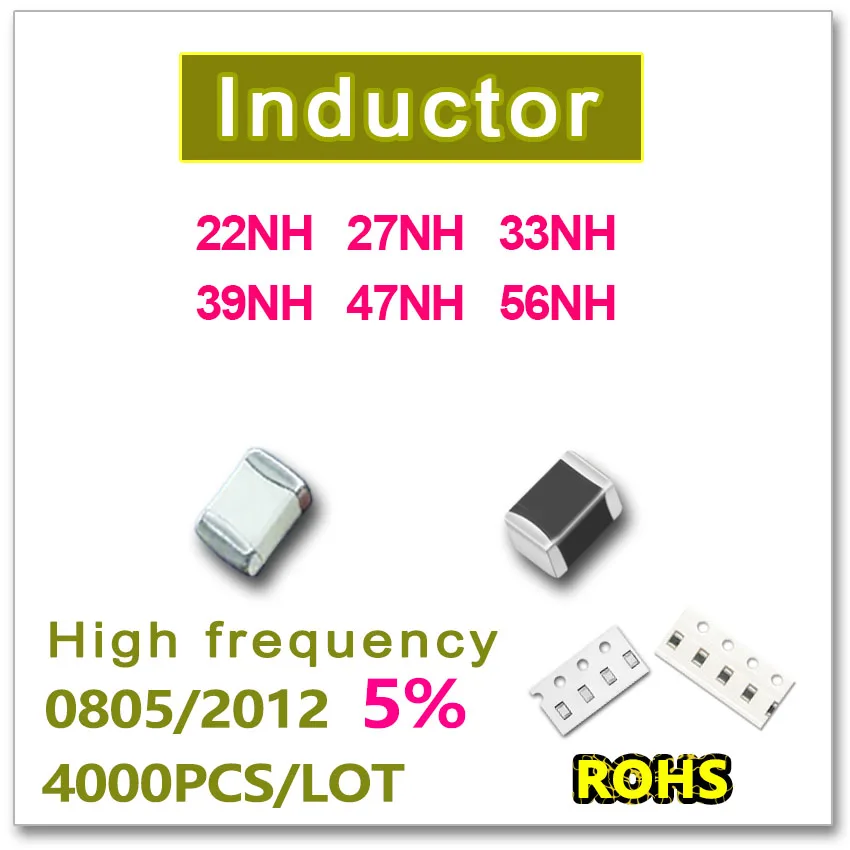 JASNPROSMA 0805 2012 4000 шт. SMD многослойный высокочастотный индуктор 5% 22NH 27NH 33NH 39NH 47NH 56NH