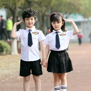 

Family Matching Outfits Big Brother Clothing Suits and Little Sister Dress Kid Summer Autumn Suit Back School Pilot Uniforms