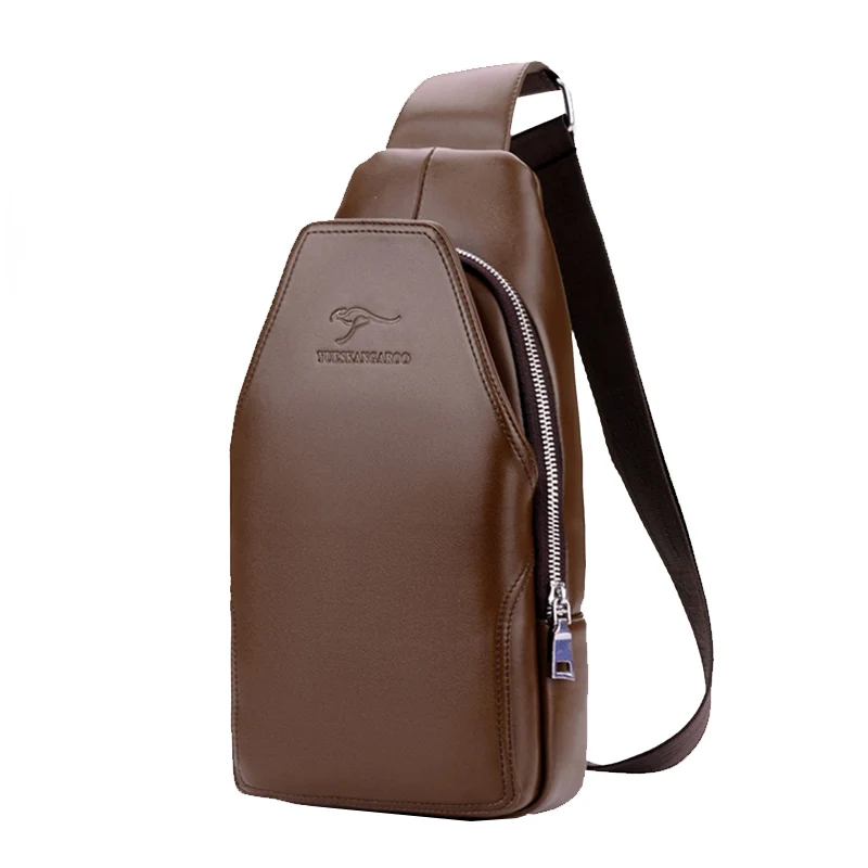Брендовая нагрудная сумка YUES KANGAROO, сумка на одно плечо, кожаная мужская сумка через плечо, рюкзак, поясная сумка, модная сумка-мессенджер для отдыха - Цвет: Коричневый