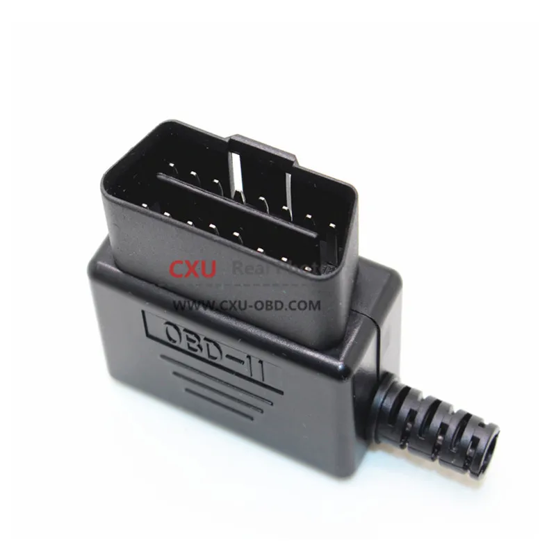 OBD2 Male Connector 16pin 90 Degree Right Angle J1962m Plug with Enclosure without Screw