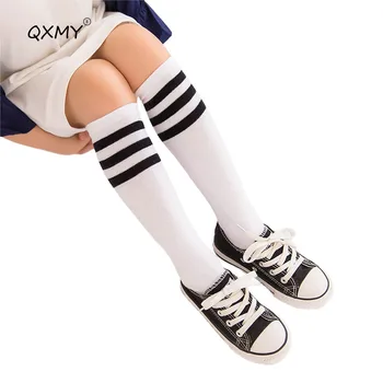 

Kids Knee High Socks For Girls Boys Football Stripes Cotton Sports Old School White Socks Skate Children Baby Long Tube Leg Warm
