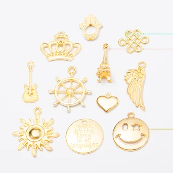 

Wholesale 50pcs Charms Pendant Gold color Zinc Alloy Fit Bracelet Necklace DIY Jewelry Accessories js1508