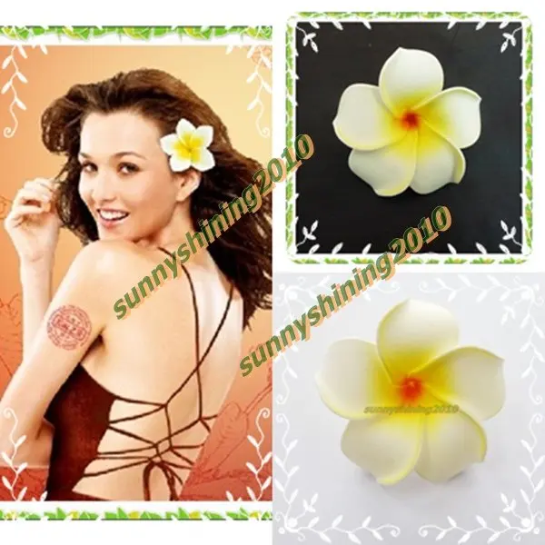 50 белая пена Гавайский цветок Плюмерия цветок жасмина Свадебные зажимы для волос 6 см