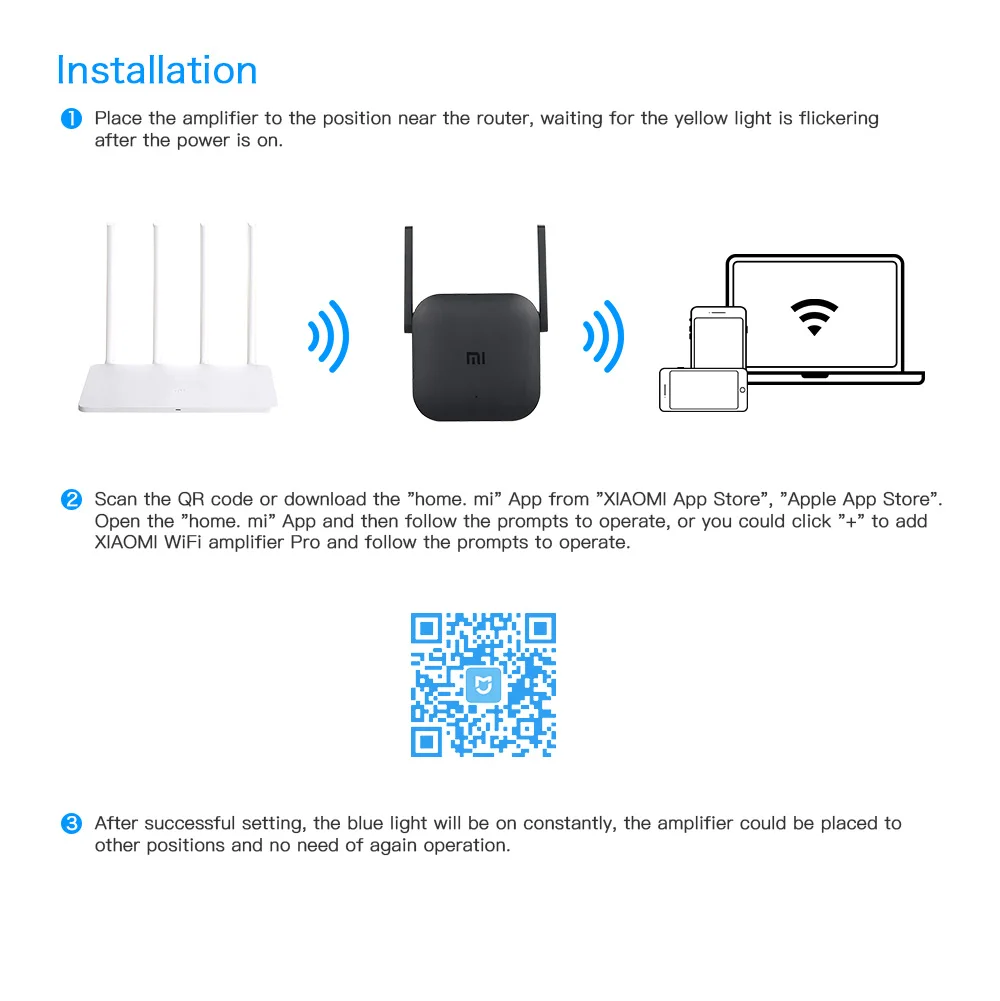 Wi Fi расширитель Xiaomi Pro 300 м 2 антенны 4 ГГц|Беспроводные роутеры| |