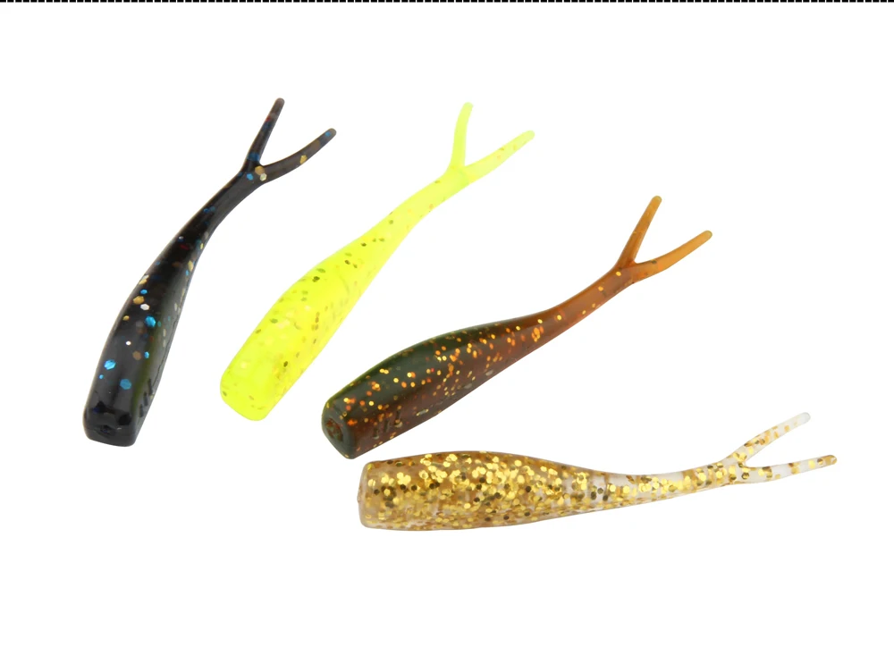 Hot Fishing Takcle 12PCS Lures Soft Bait Grub Worms Fishing Lure Artificial Lures With Split Tail Design Mimics Injured Baitfish  (1)