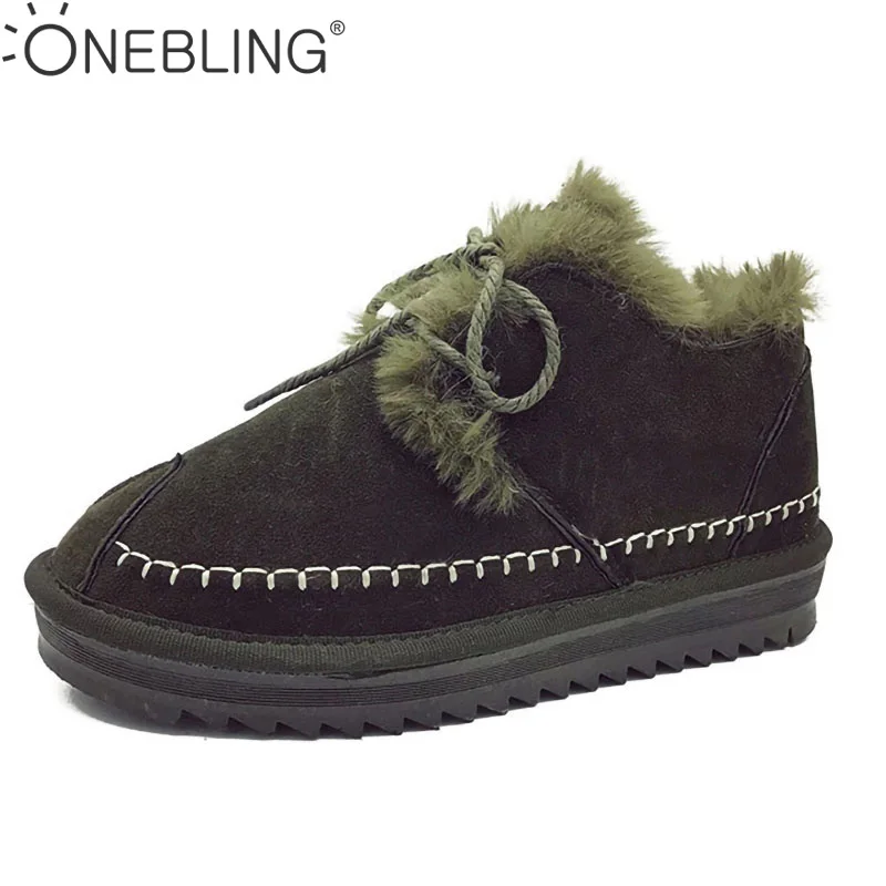 

ONE BLING New Hot Women Boots Winter Warm Boots Snow Boot Lace Up Fur Ankle Boots Ladies Winter Non-slip Shoes