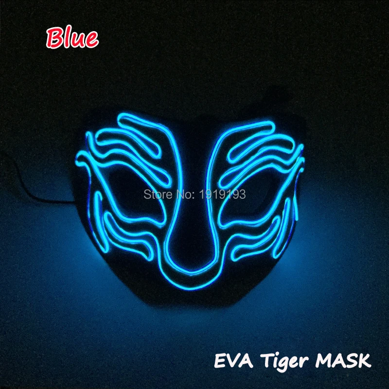 Новинка 2019 светящаяся неоновая маска EL wire EVA Tiger для танцев украшение