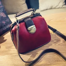 2017 neue Koreanische mode retro farbe arzttasche schloss Handtasche frauen kleine Umhängetasche vintage solide Messenger Taschen flap frauen