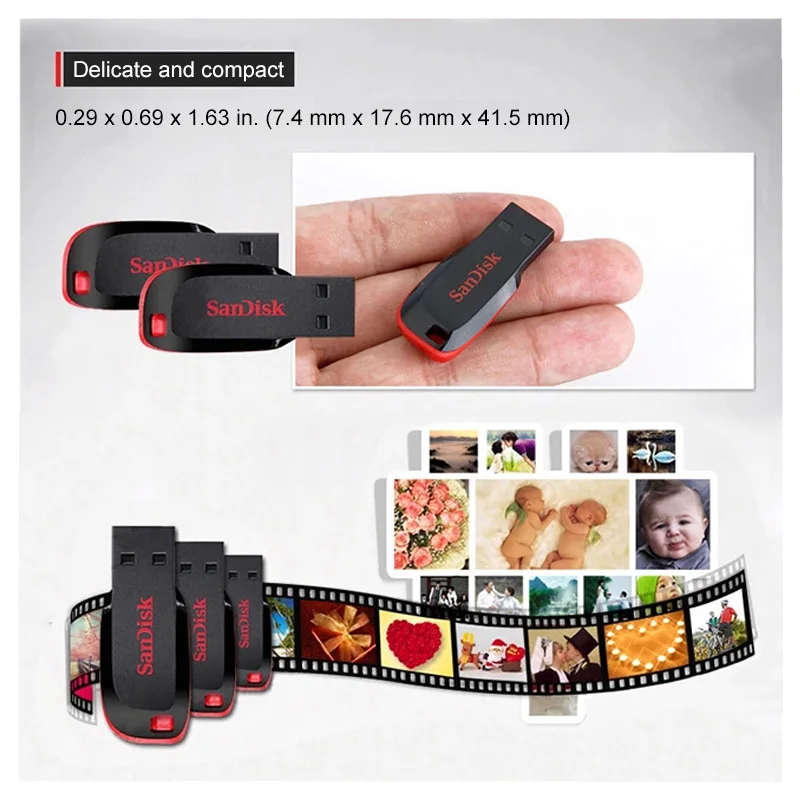 Оригинальный usb накопитель SanDisk 8 ГБ 16 32 64 флеш CZ50 USB 2 0 карта памяти 128 накопитель|USB