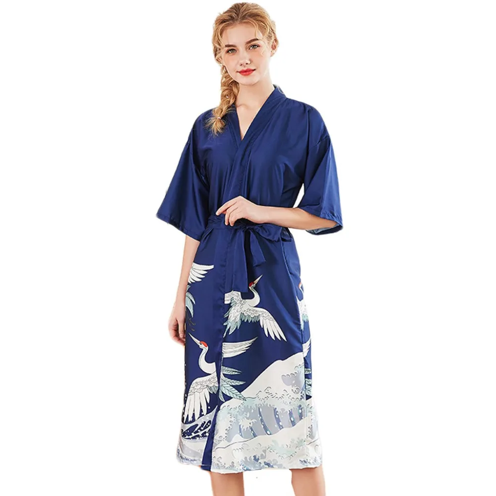 Имитация шелка женская пижама халат наборы печати Половина рукава пижамы Нижнее белье Сексуальная женская летняя одежда stich pijama 4EM
