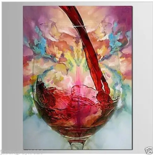 

Hand Painted Oil Painting on canvas-Still Life Red Wine Abstract (No Frame)