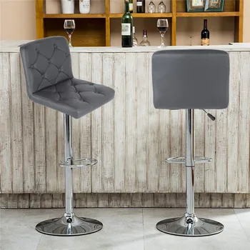 

Adjustable 2Pcs Leather Bar Stools Modern Swivel Chair Bar Stools Counter Pub Chair Formal Dinning Chairs Tabouret De Bar HWC