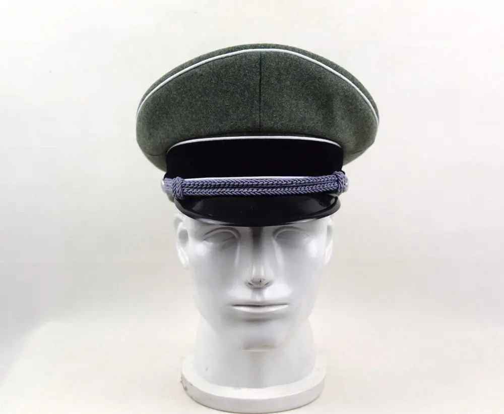 Men's WWII GERMAN ELITE OFFICER HAT OFFICER ARMY WOOL VISOR CRUSHER CAP IN SIZES