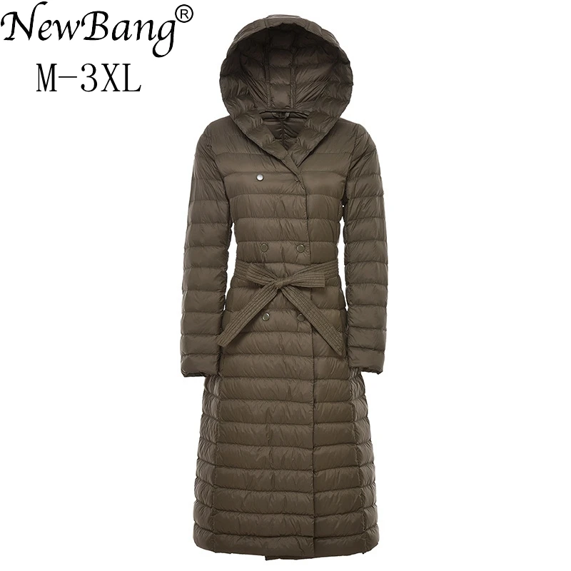 

NewBnag Brand Ladies Long Winter Warm Down Coat Women Ultra Light 90% White Duck Down Jacket With Bag Women's Overcoats Plus