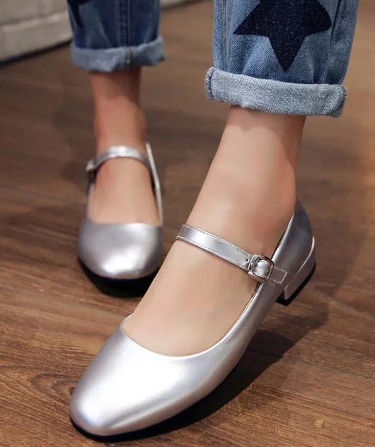 square silver heels