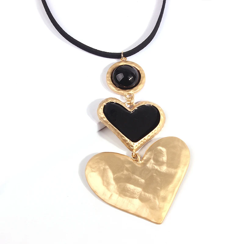 Love heart кулон ожерелья для женщин большой панк готический уникальная личность кружева цепи колье ювелирные изделия