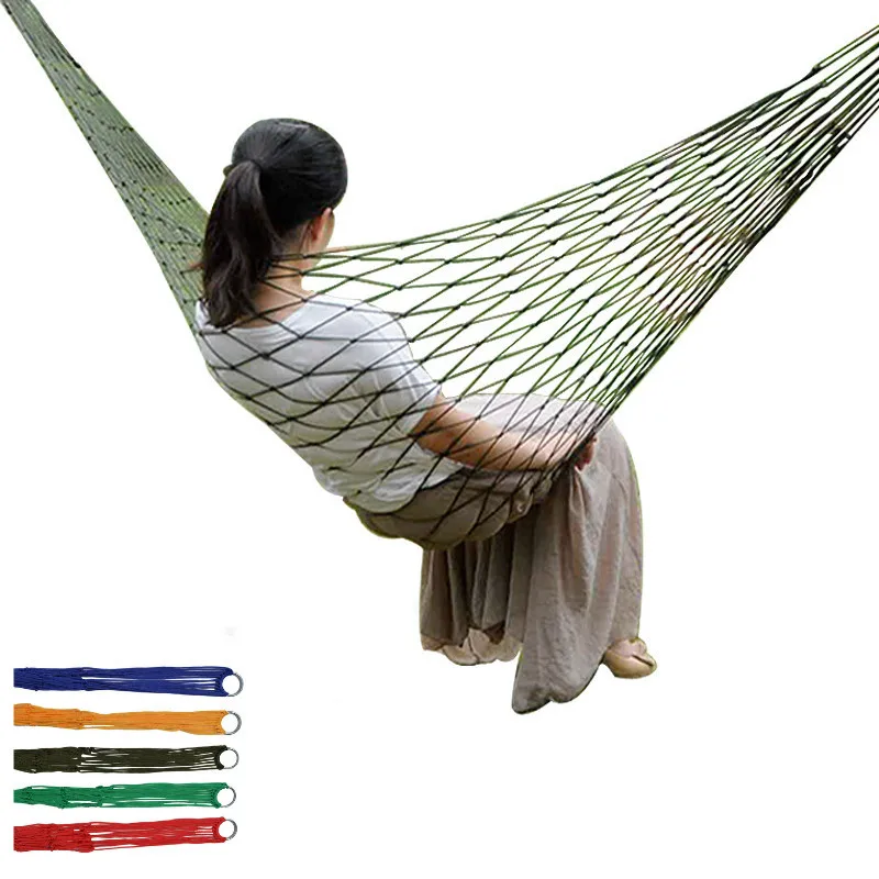 

Single Person Mesh Nylon Hammock Portable Camping Beach Hanging Bed Outdoor Leisure Swing Chair Adult Ulatralight