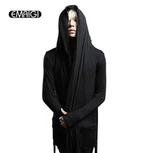 Frühling herbst männer trenchcoat männlichen mode punk mit kapuze mesh splice langarm-cardigan slim fit jacke männer bühnenkostüme
