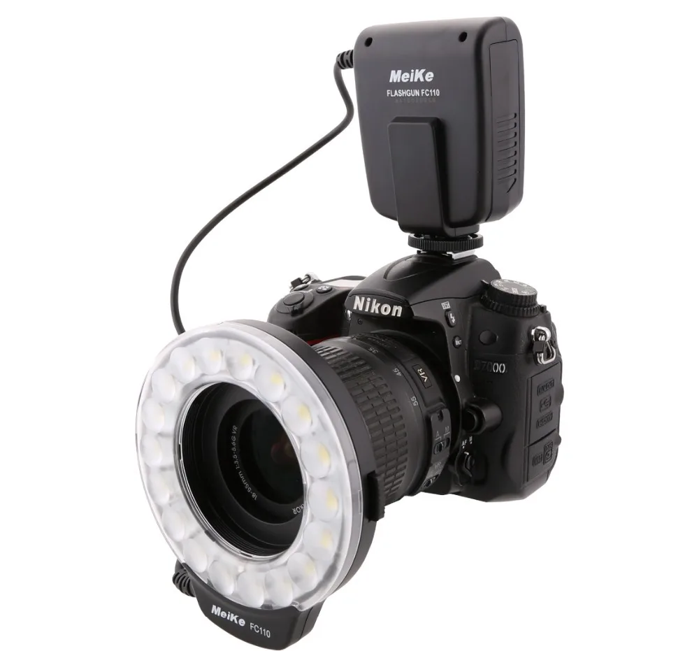 Новое поступление MeiKe FC-110 FC110 светодиодный Кольцевая вспышка для Canon 5D Mark II/7D/60D/600D/550D/500D/1000D/1100D/5D/50D