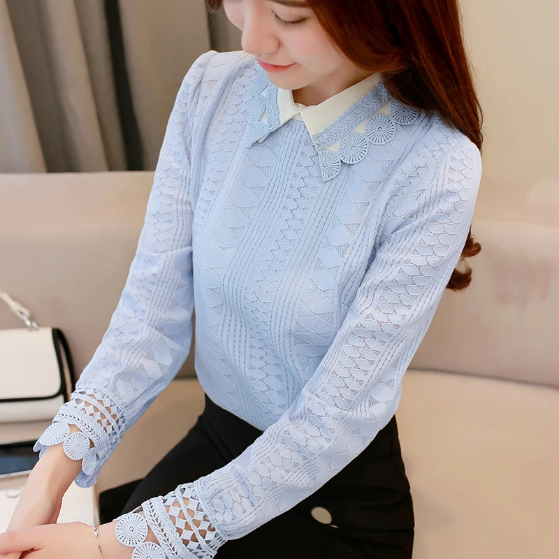 кружевная блузка рубашка шифон с кружевом blusas Женская одежда Новинка 2018 осень