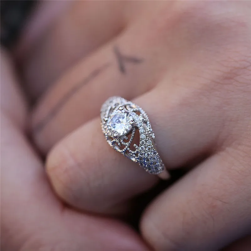 NEWBUY Classic Women Wedding Ring Silver Color AAA+ Cubic Zirconia Ring Female Engagement Jewelry Valentine's Day Gift