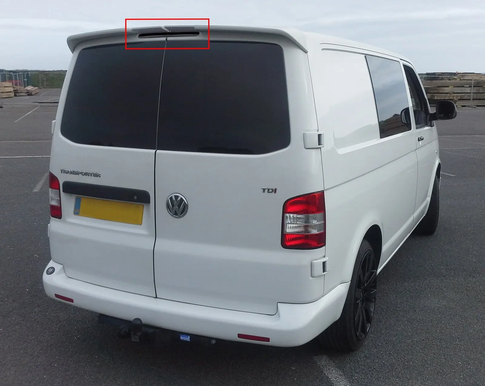 Discount For VW T5 Transporter Barn Door Red LED High Level Brake Stop Light Black Lens L+R 24