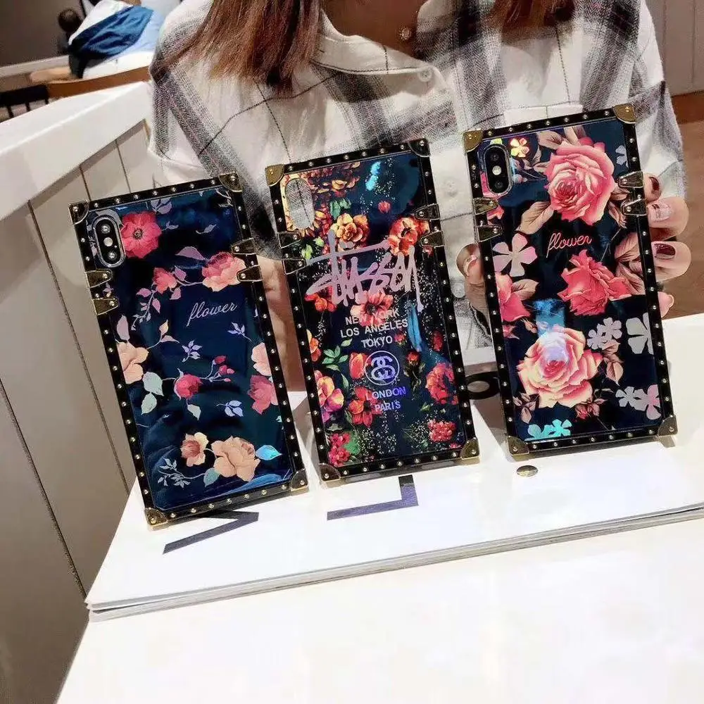 

Phone case for iPhone 6 7 8 Plus 6s X XR XS Max phone shell flower painted plating delicate touch shockproof