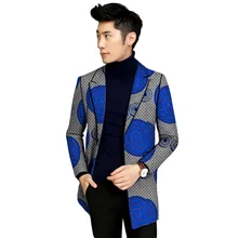 Африканские длинные блейзеры мужские Анкара костюм куртки модная Вощеная печать африканская Дашики мужская одежда