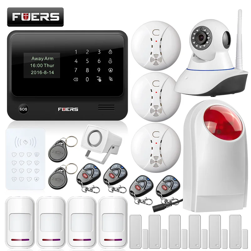 

Fuers WiFi GSM GPRS SMS G90BPlus Wireless Security Home Burglar Alarm System APP Control Support CID Protocol Keyboard siren kit