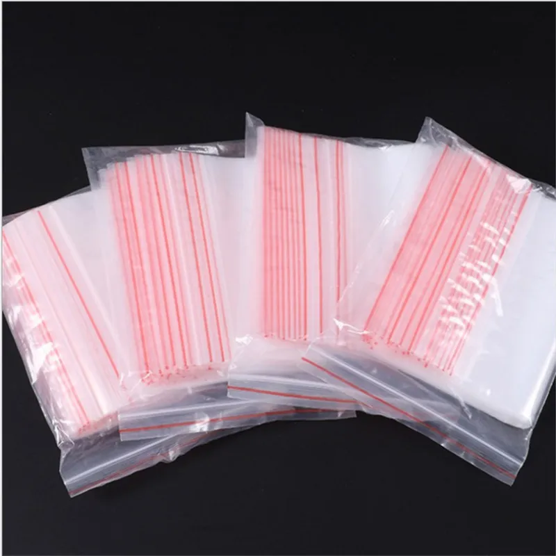 100pcs/lot Medium thickness  12wire Various sizes clear Self Sealing Plastic packaging Bags,zip lock poly bags zipper bag Ziploc