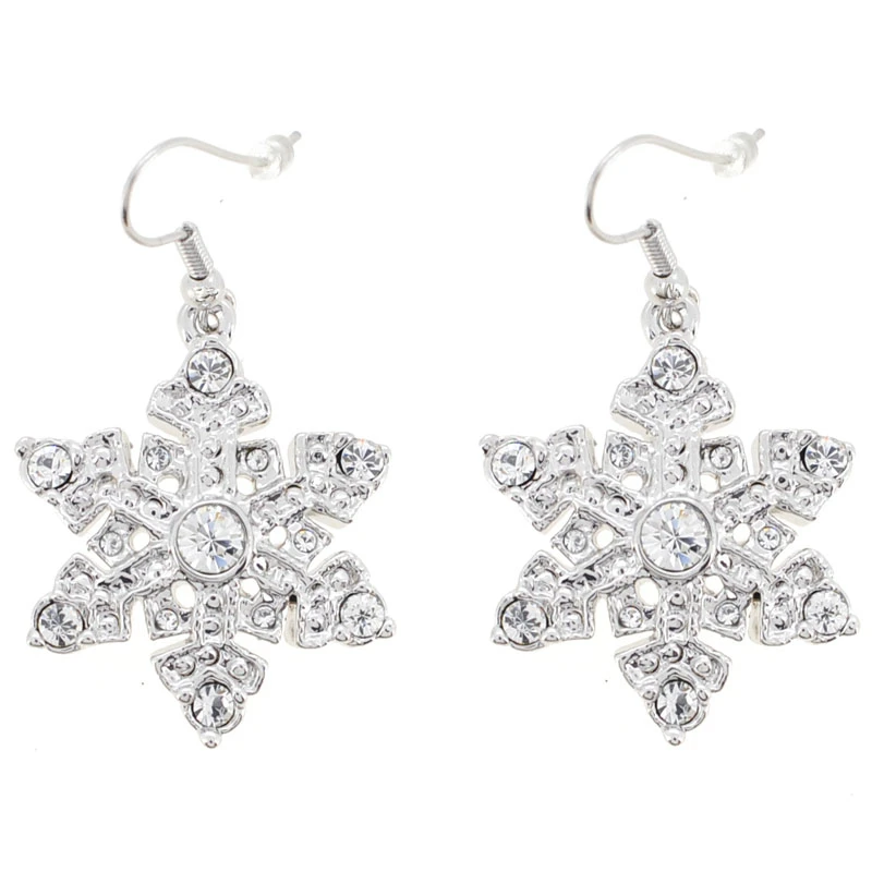Fantasyard Christmas Snow Flake Earring - Silver - 1 x 1.125 in.