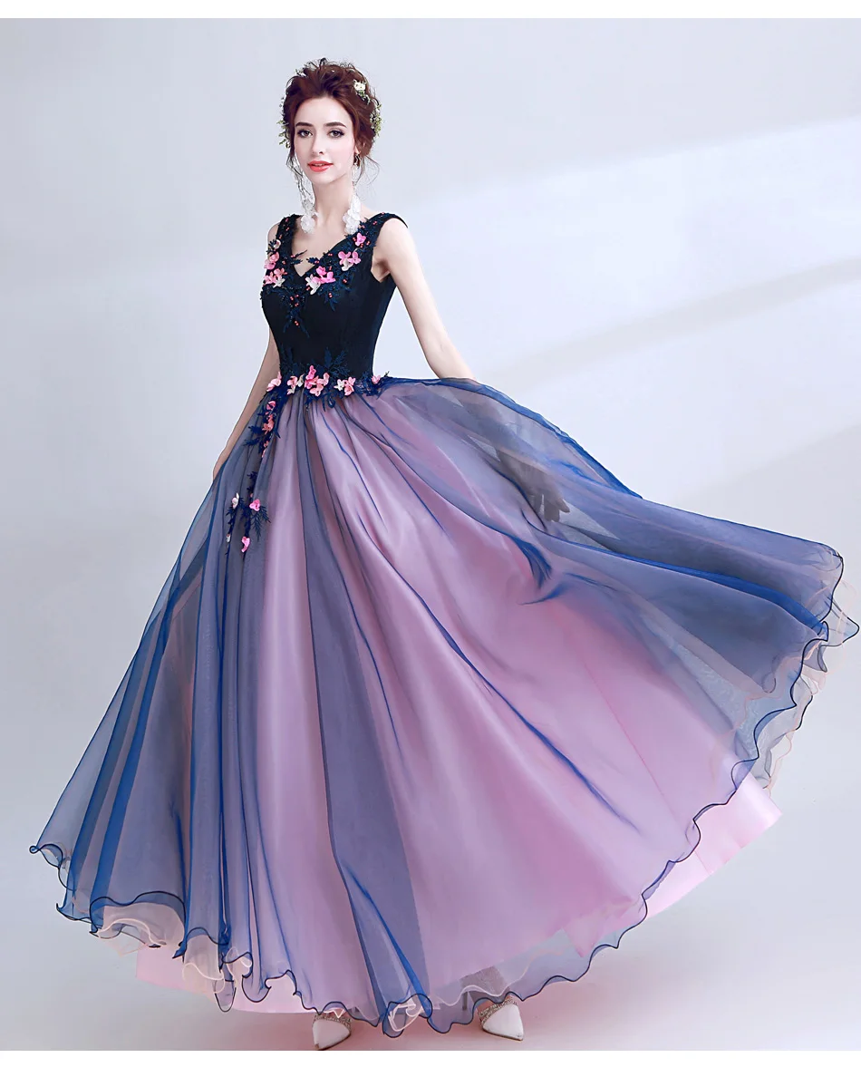Beauty-Emily элегантные вечерние платья в стиле феи, платья для выпускного вечера, трапециевидные длинные шифоновые платья для Бала выпускников с объемным цветочным декором