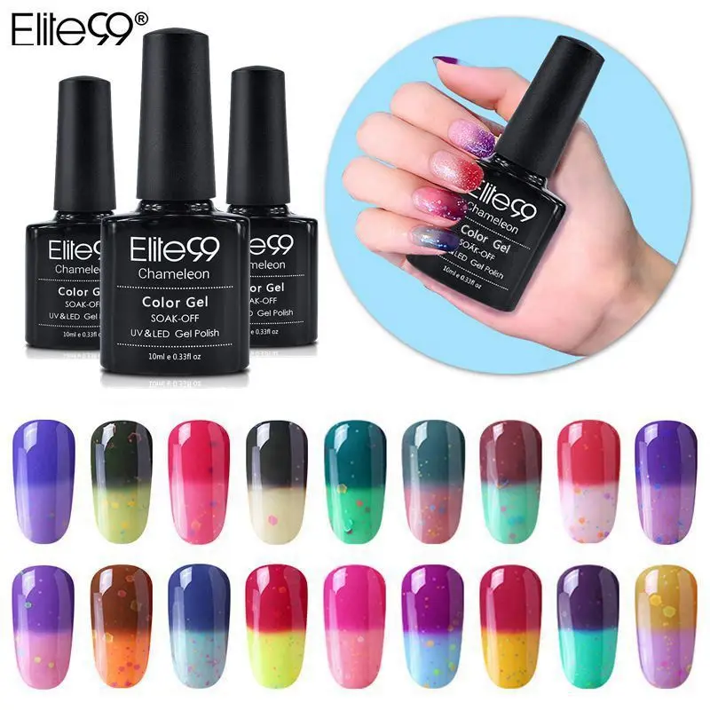 

Elite99 Newest 10ml Cheese Mood Temperature Change Color UV LED Gel Soak Off Gel Color Changing Nail Polish