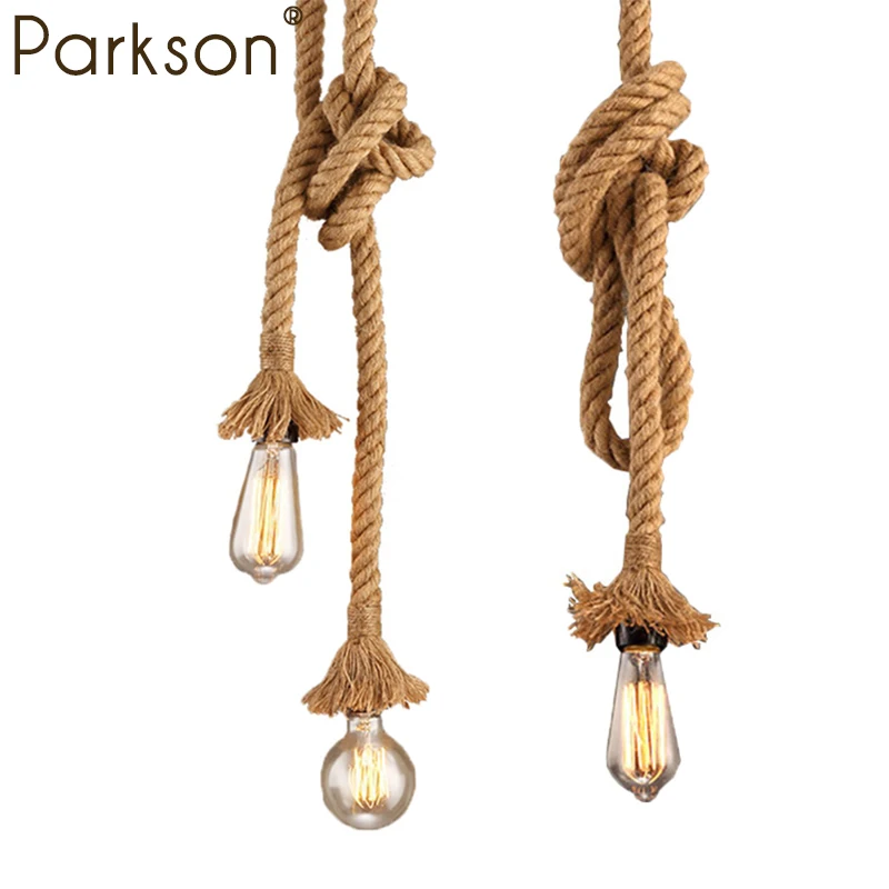 

Hemp Rope Pendant Light AC90-260V E27 Loft Creative Personality Industrial Vintage Pendant Lamp for Restaurant Coffee Bar