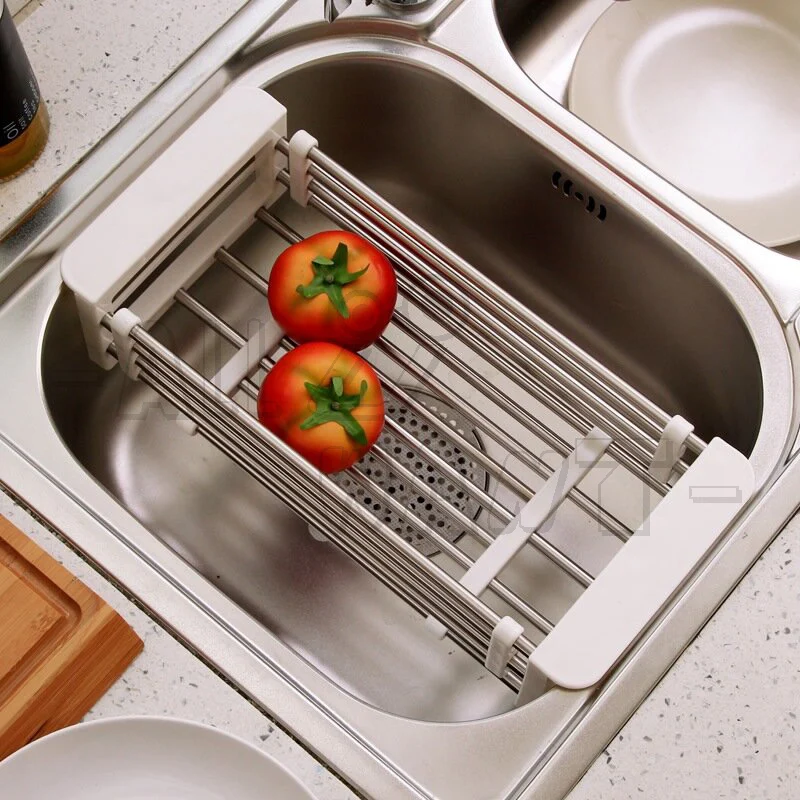 Stainless Steel Adjustable Telescopic Kitchen Over Sink Tray Storage ...