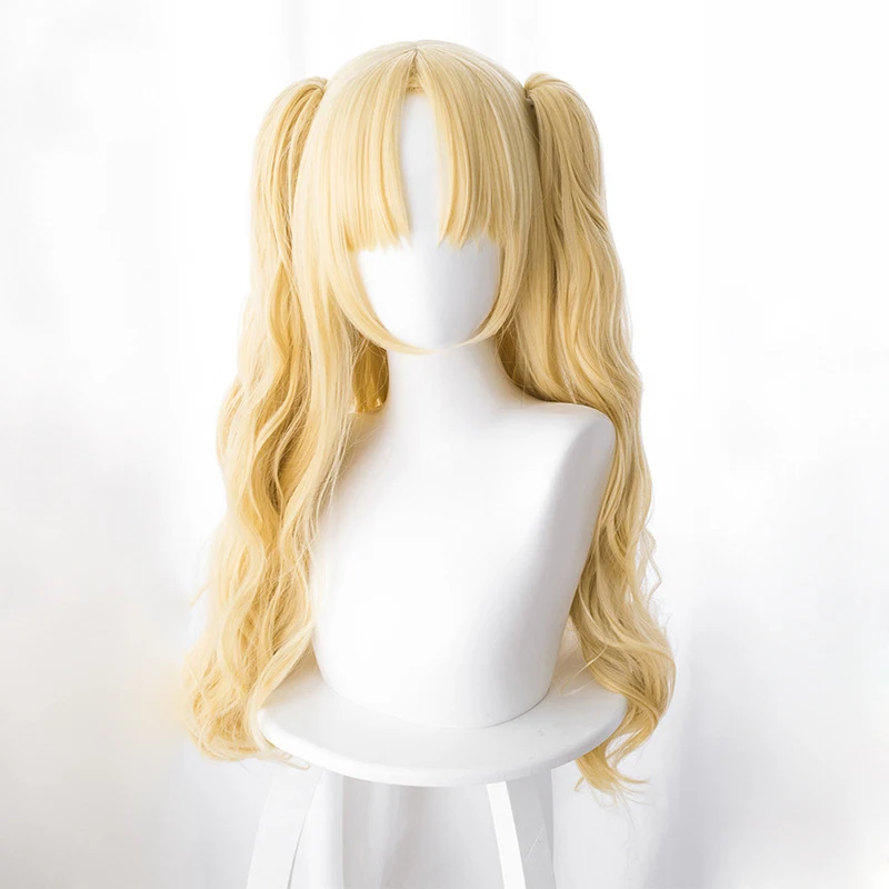 

Fate/Grand Order Ereshkigal Wig 80cm Long Curly Heat Resistant Synthetic Hair Game Anime Cosplay Wig Claw Clip Ponytail Yellow