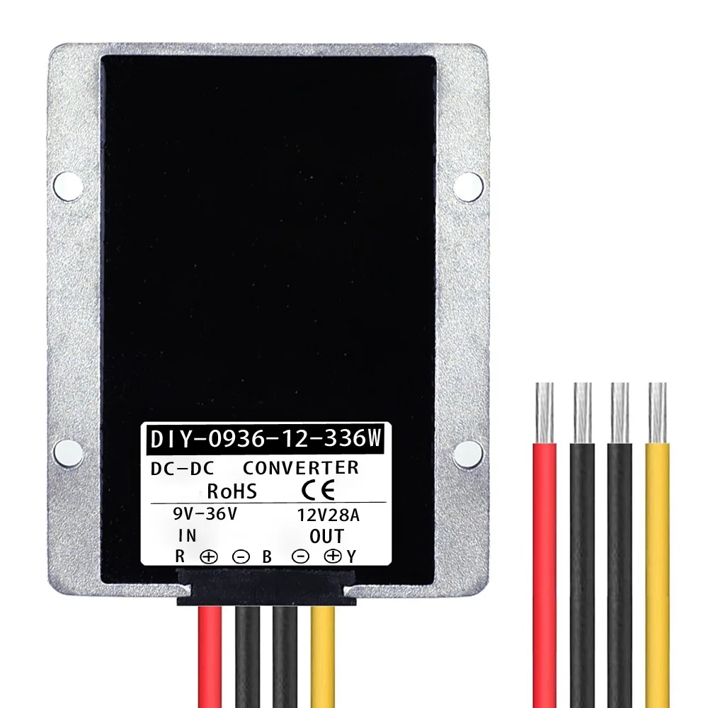 9 V-36 V-12 V макс 28A преобразователь постоянного тока Регулятор Редуктор Напряжение стабилизатор шаг вверх вниз Тип CE по ограничению на использование опасных материалов в производстве Водонепроницаемый IP67 12V 24 V-12 V - Цвет: DC 9V-36V T 12V 336W