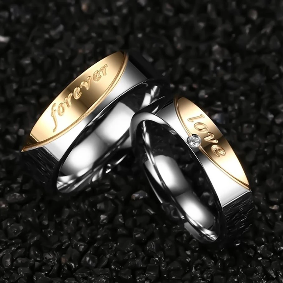 TTVOVO Свадебные фотообои &quotlove forerver&quot AAA CZ Stone золотистые обручальные кольца