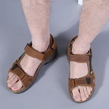 Лидер продаж, новая модная летняя пляжная Мужская обувь для отдыха кожаные сандалии высокого качества мужские сандалии больших размеров 38-46