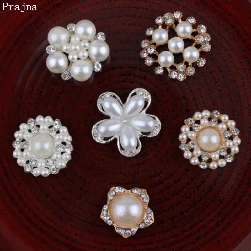 

Prajna 5PCS 20-26mm Flower Shape Rhinestones Flatback Alloy Pearl Diamond Rhinestone Decoration Sew On Clothes Dress Hair DIY