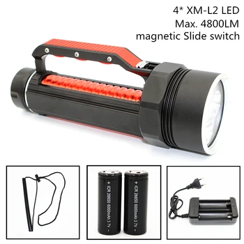 

Dive Lamp 4 x XM-L2 LED Diving Flashlight 4800 Lumen Powerful 100M Underwater Torch Light