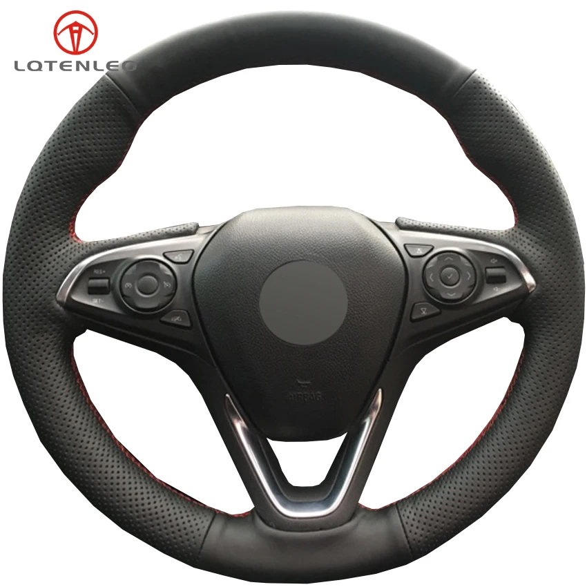 Lqtenleo Black Artificial Leather Diy Car Steering Wheel