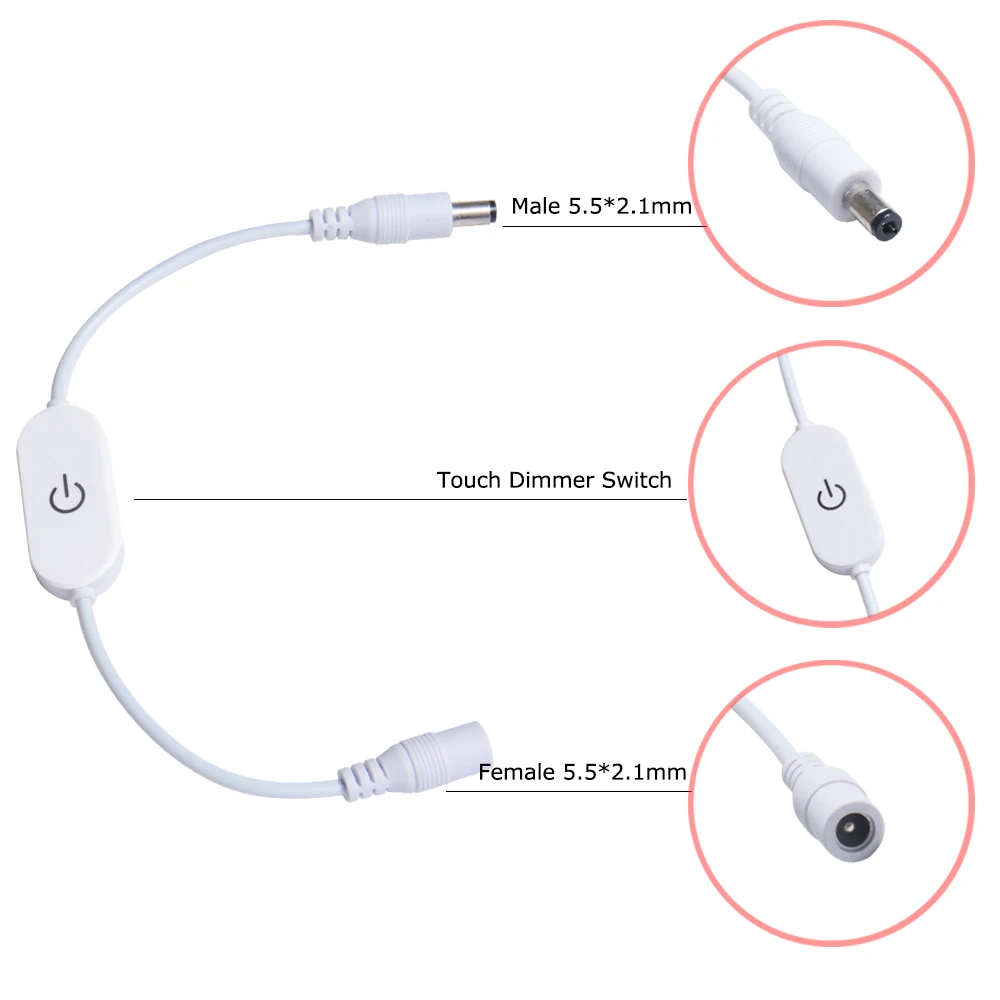 DC12V-24V 3A светодиодный диммер сенсорный переключатель яркость функция памяти с DC Женский штекер для управления Светодиодный светильник